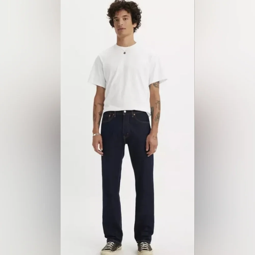 Levi's 505 Jeans Blank Red Tab NWT Men's 38X32 Regular Straight Leg Blue Denim